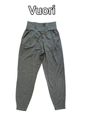 Vuori Heather Gray High-Waist Tapered Joggers